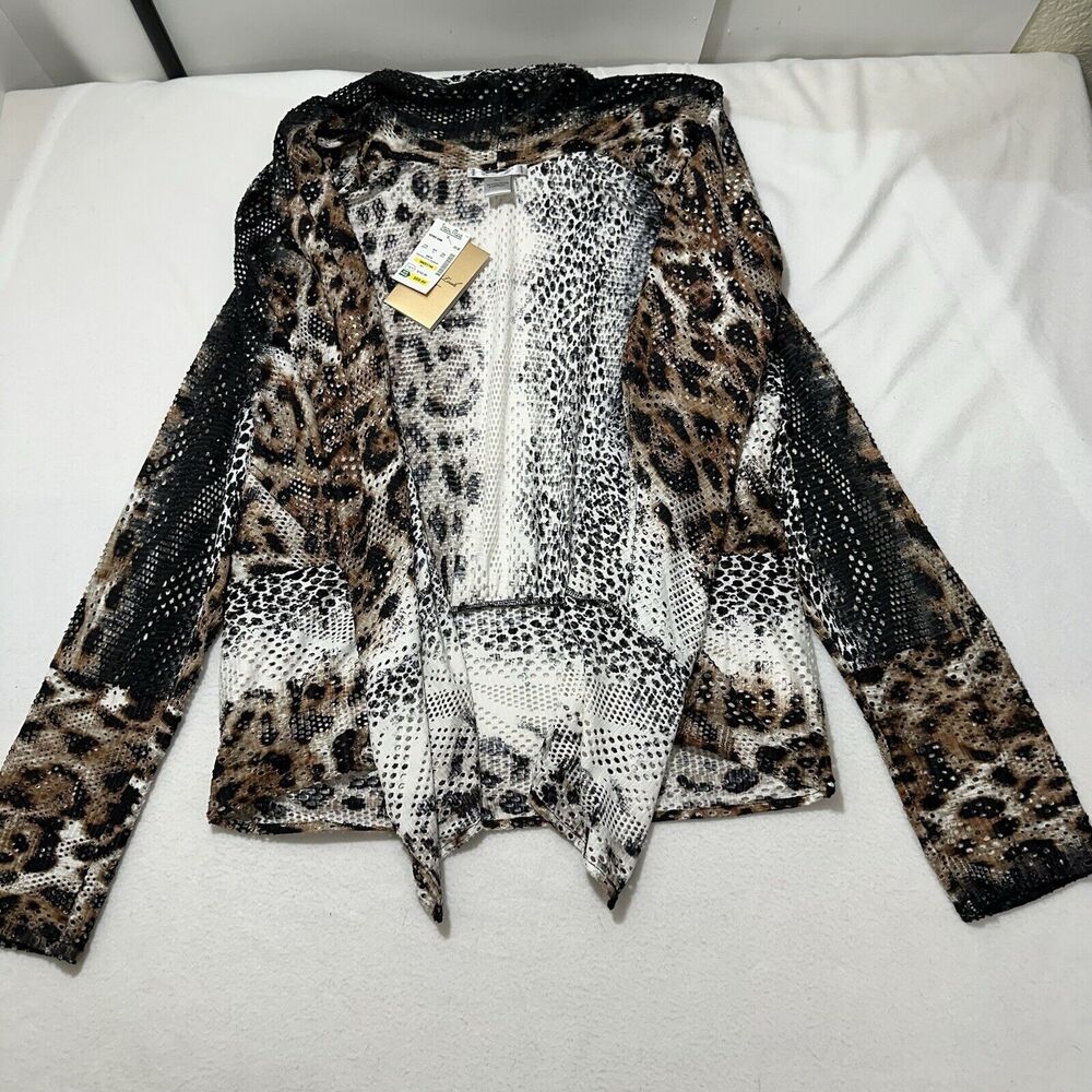 Mona Leah Couture Women's XL Brown Drape Open Front Long Sleeve Cardigan Top